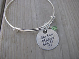 Graduation Bangle Bracelet - "Oh, the places you'll go" - Hand-Stamped Bracelet - Adjustable Bangle Bracelet with an accent bead of your choice