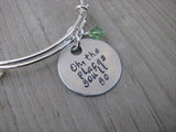 Graduation Bangle Bracelet - "Oh, the places you'll go" - Hand-Stamped Bracelet - Adjustable Bangle Bracelet with an accent bead of your choice
