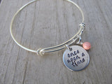Once Upon a Time Bracelet- "once upon a time"  - Hand-Stamped Bracelet- Adjustable Bangle Bracelet with an accent bead in your choice of colors