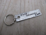 Grandpa Keychain - "Best Grandpa Ever" - Hand Stamped Metal Keychain- small, narrow keychain