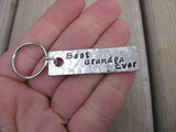 Grandpa Keychain - "Best Grandpa Ever" - Hand Stamped Metal Keychain- small, narrow keychain