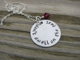Don't Dwell on the Past Inspiration Necklace- "don't dwell on the past" - Hand-Stamped Necklace with an accent bead in your choice of colors