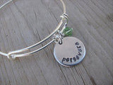 Persevere Inspiration Bracelet- "persevere"  - Hand-Stamped Bracelet  -Adjustable Bangle Bracelet with an accent bead of your choice