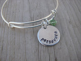 Persevere Inspiration Bracelet- "persevere"  - Hand-Stamped Bracelet  -Adjustable Bangle Bracelet with an accent bead of your choice