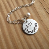 Pioneering Necklace- Hand-Stamped Necklace "I ♥ Pioneering" with an accent bead in your choice of colors
