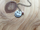 Spanish Pioneering Necklace- "Me (heart) Pionera"- Hand-Stamped Necklace with an accent bead in your choice of colors