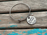 Powerful By Faith! Bracelet- Hand-Stamped "Powerful By Faith! (date)" Bracelet with an accent bead in your choice of colors