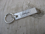 Smile Inspiration Keychain - "smile"  - Hand Stamped Metal Keychain- small, narrow keychain