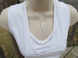 Middle Sister Necklace-brushed silver rectangle with "middle sis"- Hand-Stamped Necklace with an accent bead in your choice of colors