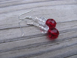 Red, Clear Glass Beaded Earrings