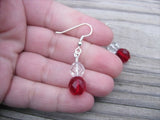 Red, Clear Glass Beaded Earrings