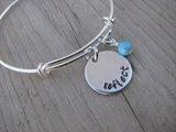 Reflect Inspiration Bracelet- "reflect"  - Hand-Stamped Bracelet  -Adjustable Bangle Bracelet with an accent bead of your choice