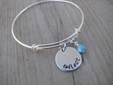 Reflect Inspiration Bracelet- "reflect"  - Hand-Stamped Bracelet  -Adjustable Bangle Bracelet with an accent bead of your choice