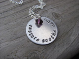 Restore Soothe Calm Inspiration Necklace- "restore soothe calm" - Hand-Stamped Necklace with an accent bead in your choice of colors