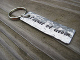 Father of the Groom Keychain - "Father of Groom" - Hand Stamped Metal Keychain- small, narrow keychain