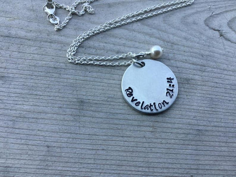 Scripture Necklace- Hand-Stamped Necklace with a scripture of your choice and with an accent bead in your choice of colors