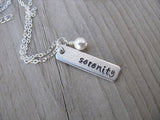 Serenity Inspiration Necklace "serenity"- Hand-Stamped Necklace with an accent bead in your choice of colors