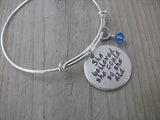 Inspiration Bracelet, Graduation Bangle Bracelet- "She believed she could so she did" with an accent bead of your choice