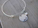 Shine Inspiration Bracelet- "shine"  - Hand-Stamped Bracelet  -Adjustable Bangle Bracelet with an accent bead of your choice