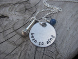 Born to Sing Inspiration Necklace- "born to sing" with microphone charm  - Hand-Stamped Necklace with an accent bead in your choice of colors