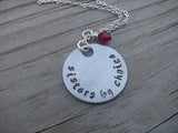 Sisters By Choice Inspiration Necklace- "sisters by choice" - Hand-Stamped Necklace with an accent bead in your choice of colors