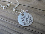 Sisters Inspiration Necklace- "Sisters are best friends forever"  - Hand-Stamped Necklace with an accent bead in your choice of colors