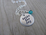 Seize the Day Necklace- "seize the day" - Hand-Stamped Necklace with an accent bead of your choice