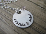 Sparkle and Shine Inspiration Necklace- "sparkle & shine" - Hand-Stamped Necklace with an accent bead in your choice of colors
