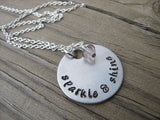 Sparkle and Shine Inspiration Necklace- "sparkle & shine" - Hand-Stamped Necklace with an accent bead in your choice of colors