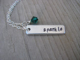 Sparkle Inspiration Necklace-"sparkle" - Hand-Stamped Necklace with an accent bead in your choice of colors