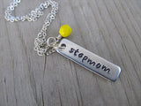 Stepmom Necklace "stepmom"- Hand-Stamped Necklace with an accent bead in your choice of colors- Stepmom Gift