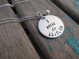 Personalized Anniversary Necklace- "I still do" with a date of your choice - Hand-Stamped Necklace with an accent bead in your choice of colors