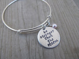 Inspiration Bracelet- "be stronger than the storm"  - Hand-Stamped Bracelet- Adjustable Bangle Bracelet with an accent bead of your choice