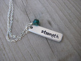 Strength Inspiration Necklace "strength"- Hand-Stamped Necklace with an accent bead in your choice of colors