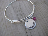 Strength Inspiration Bracelet- "strength"  - Hand-Stamped Bracelet- Adjustable Bangle Bracelet with an accent bead of your choice