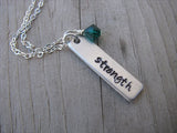 Strength Inspiration Necklace "strength"- Hand-Stamped Necklace with an accent bead in your choice of colors