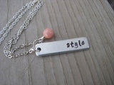 Style Inspiration Necklace "style"- Hand-Stamped Necklace with an accent bead in your choice of colors