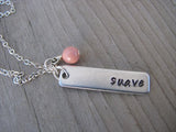 Suave Inspiration Necklace "suave"- Hand-Stamped Necklace with an accent bead in your choice of colors