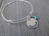 Survivor Bracelet- "survivor"  - Hand-Stamped Bracelet- Adjustable Bangle Bracelet with an accent bead of your choice