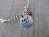 Sweet Pea Bracelet- "sweet pea"  - Hand-Stamped Bracelet- Adjustable Bangle Bracelet with an accent bead in your choice of colors