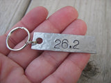Marathon Keychain - "26.2" - Hand Stamped Metal Keychain- small, narrow keychain