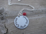 Teacher Inspiration Necklace- "World's Best Teacher" - Hand-Stamped Necklace with an accent bead in your choice of colors