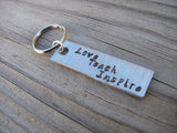 Teacher Keychain - "Love Teach Inspire" - Hand Stamped Metal Keychain- small, narrow keychain