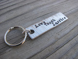 Teacher Keychain - "Love Teach Inspire" - Hand Stamped Metal Keychain- small, narrow keychain