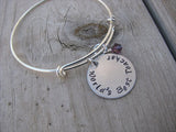 Teacher's Bracelet- Hand-stamped "World's Best Teacher"   - Hand-Stamped Bracelet- Adjustable Bangle Bracelet with an accent bead of your choice