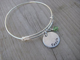 Teach Inspiration Bracelet- "teach"  - Hand-Stamped Bracelet  -Adjustable Bangle Bracelet with an accent bead of your choice