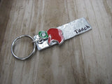 Teacher's Keychain- Hand-Stamped, Hand-Textured "Teach" keychain with red apple charm- gift for teacher, daycare provider- small, narrow keychain