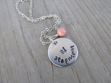 Stepmom Inspiration Necklace - "#1 stepmom" - Hand-Stamped Necklace with an accent bead in your choice of colors