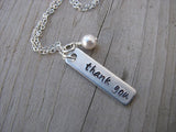 Thank You Inspiration Necklace-"thank you" - Hand-Stamped Necklace with an accent bead in your choice of colors