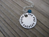 Think Outside the Box Inspiration Necklace- "think outside the box" - Hand-Stamped Necklace with an accent bead in your choice of colors